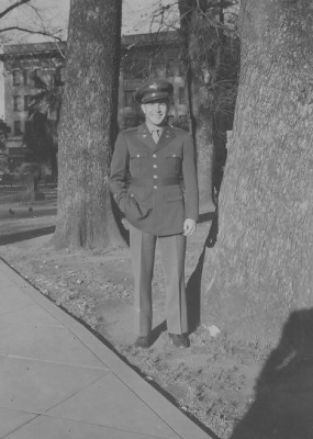 Remember when the plaza downtown was like Sherwood Forest? My dad in Chico Plaza, 1943.
